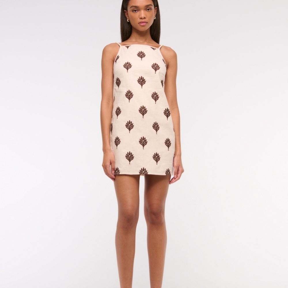 EUC worn once! Abercrombie Cream Brown linen blend dress  size med ~ $89